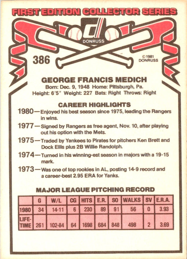 1981 Donruss Doc Medich