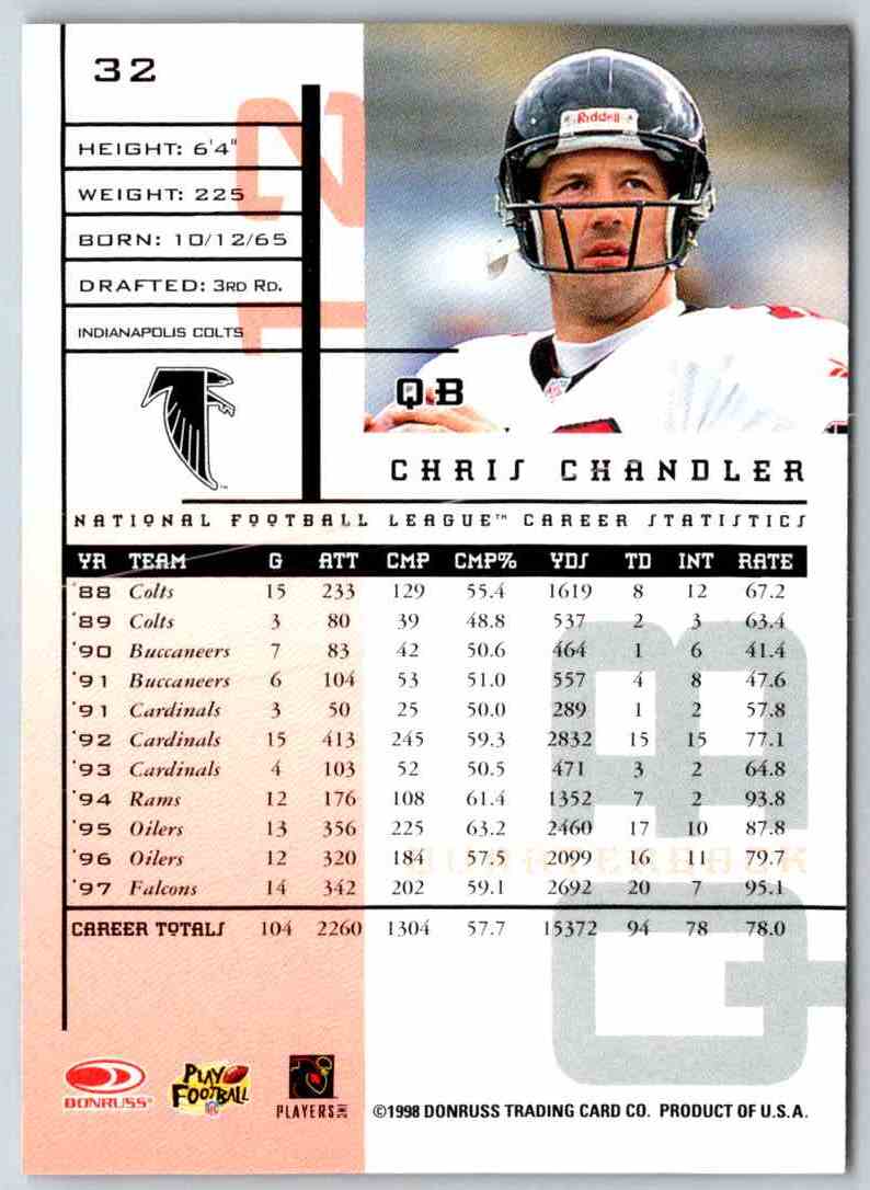 1998 Leaf Rookies And Stars Chris Chandler