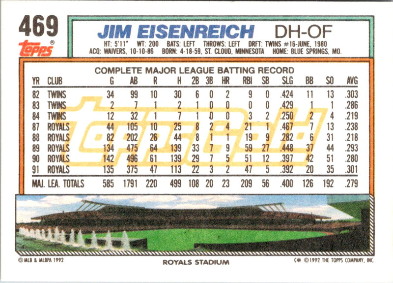 1992 Topps Jim Eisenreich