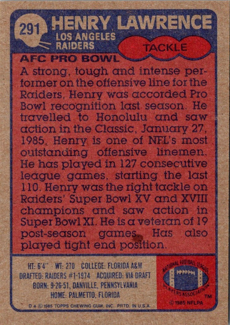 1985 Topps Henry Lawrence