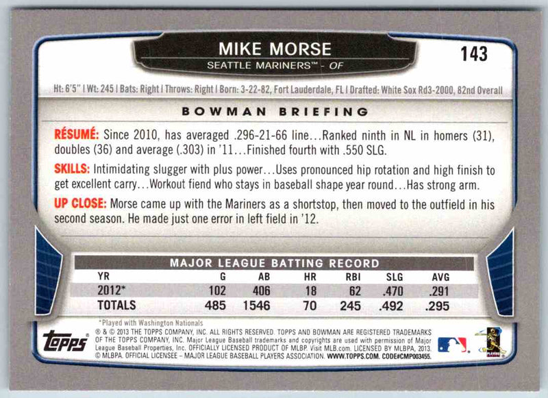 2013 Bowman Mike Morse