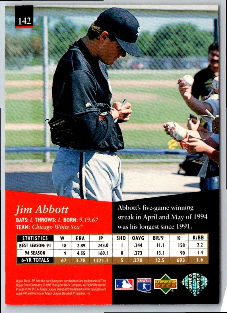 1995 SP Superbafoil Jim Abbott