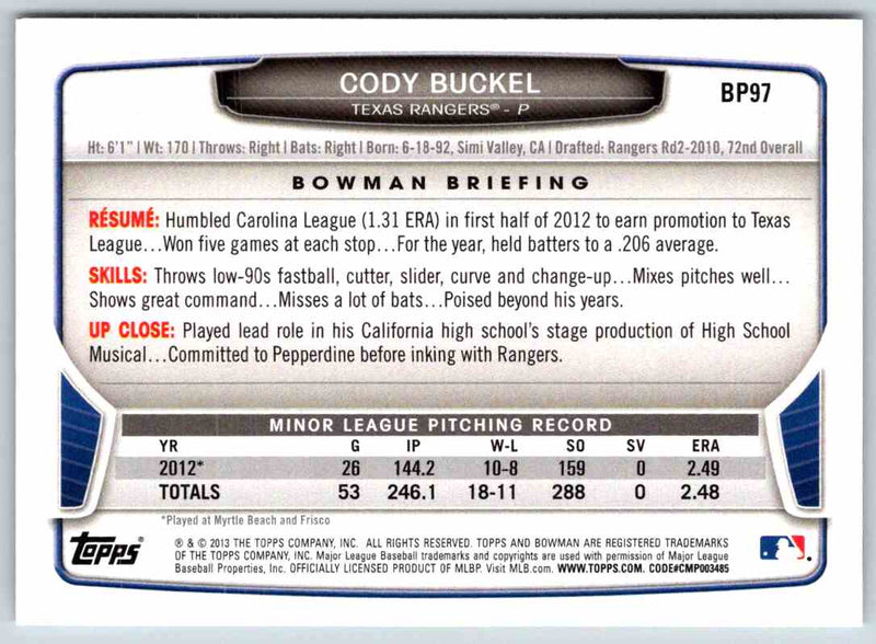 2014 Bowman Cody Buckel