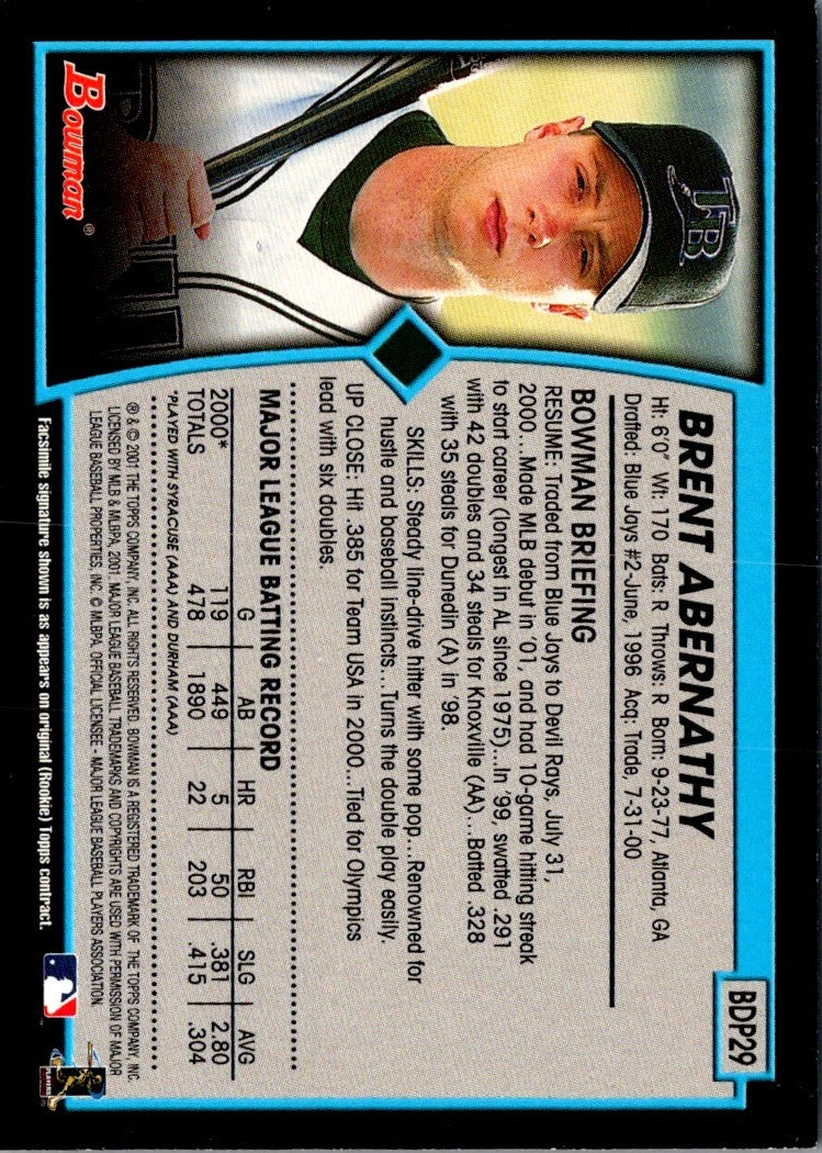 2001 Bowman Draft Picks & Prospects Brent Abernathy