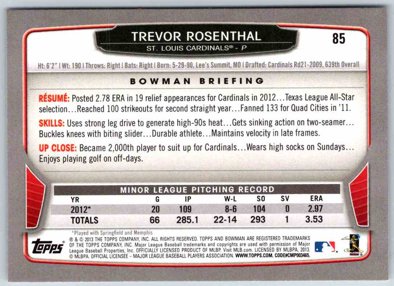 2013 Bowman Trevor Rosenthal