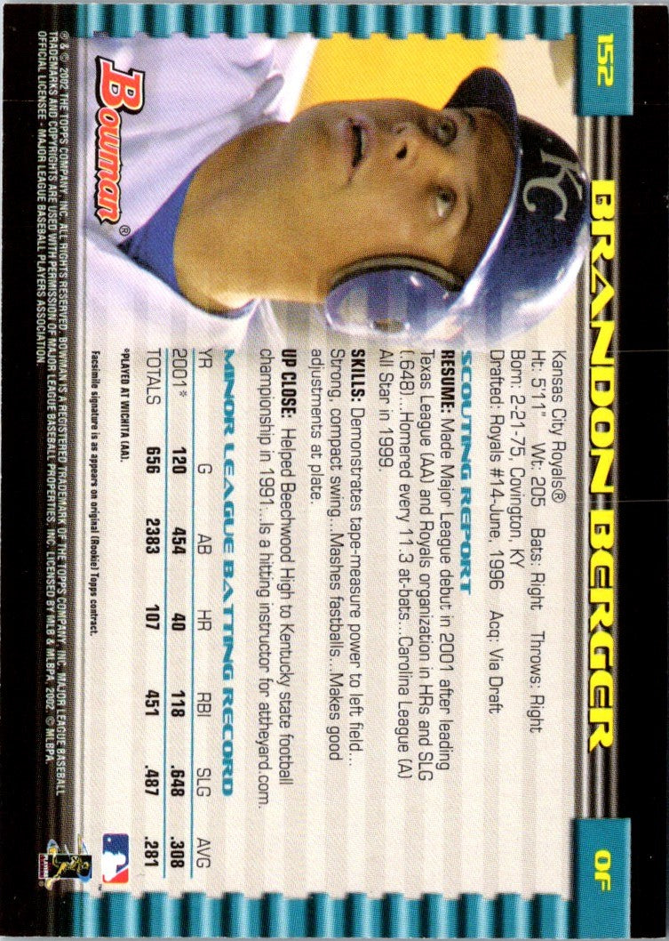 2002 Bowman Draft Picks & Prospects Brandon Berger