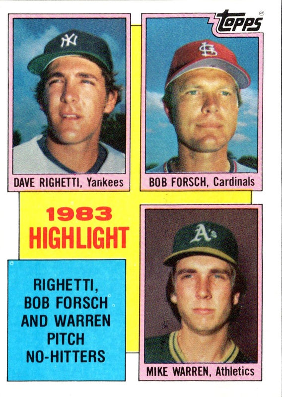 1984 Topps Dave Righetti/Bob Forsch/Mike Warren #5