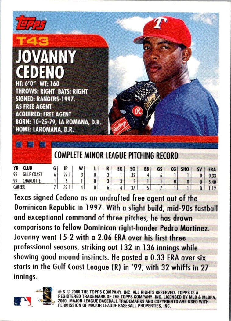 2000 Topps Traded & Rookies Jovanny Cedeno