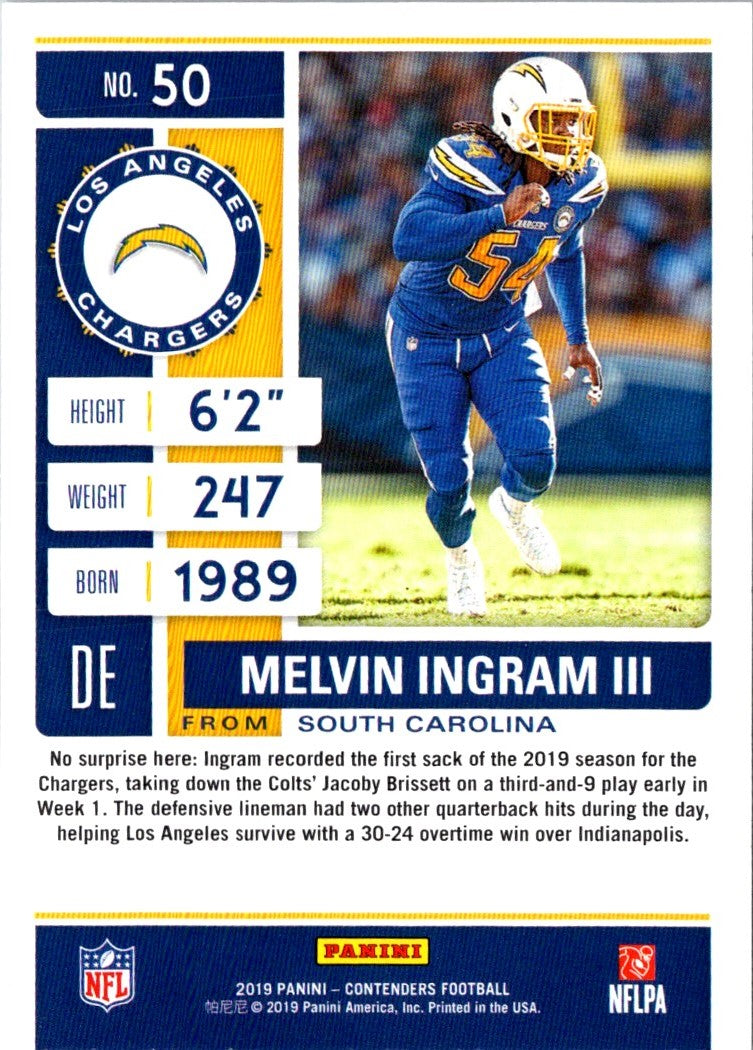 2019 Panini Contenders Melvin Ingram III