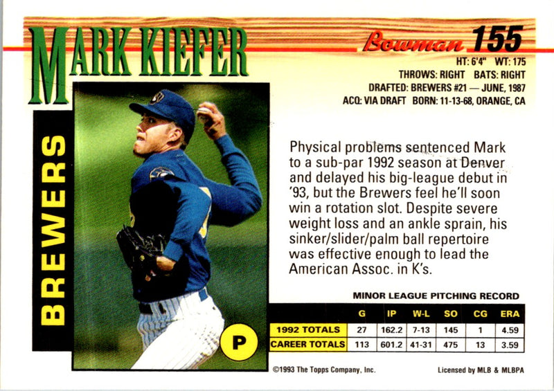 1993 Bowman Mark Kiefer