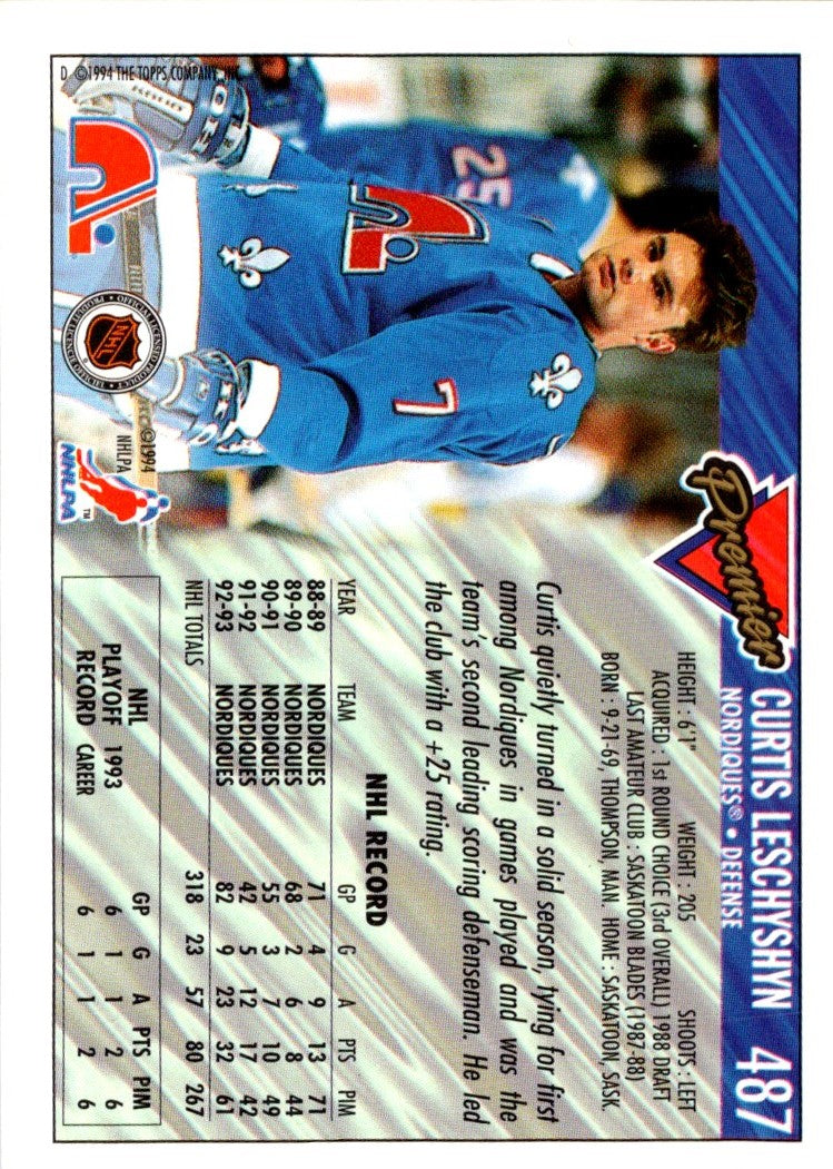 1993 Topps Premier Curtis Leschyshyn