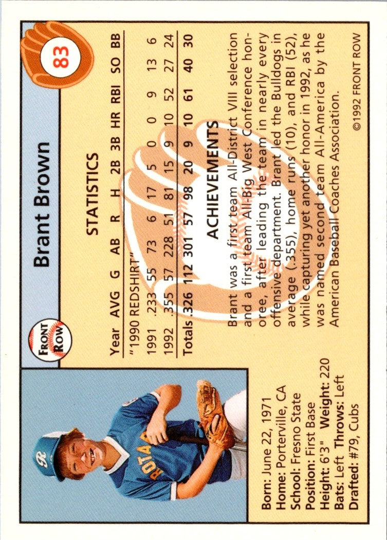 1992 Front Row Draft Picks Brant Brown