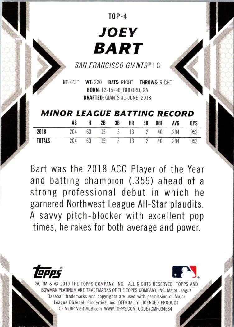 2019 Bowman Platinum Top Prospects Joey Bart