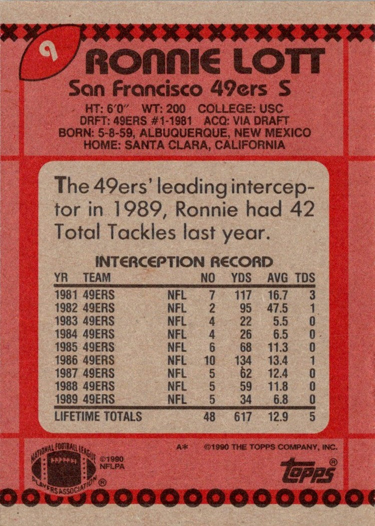 1990 Topps Ronnie Lott