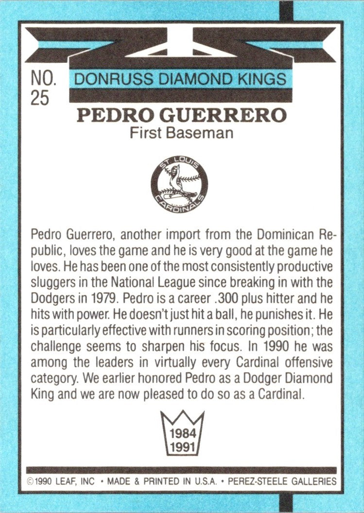 1991 Diamond Kings Pedro Guerrero