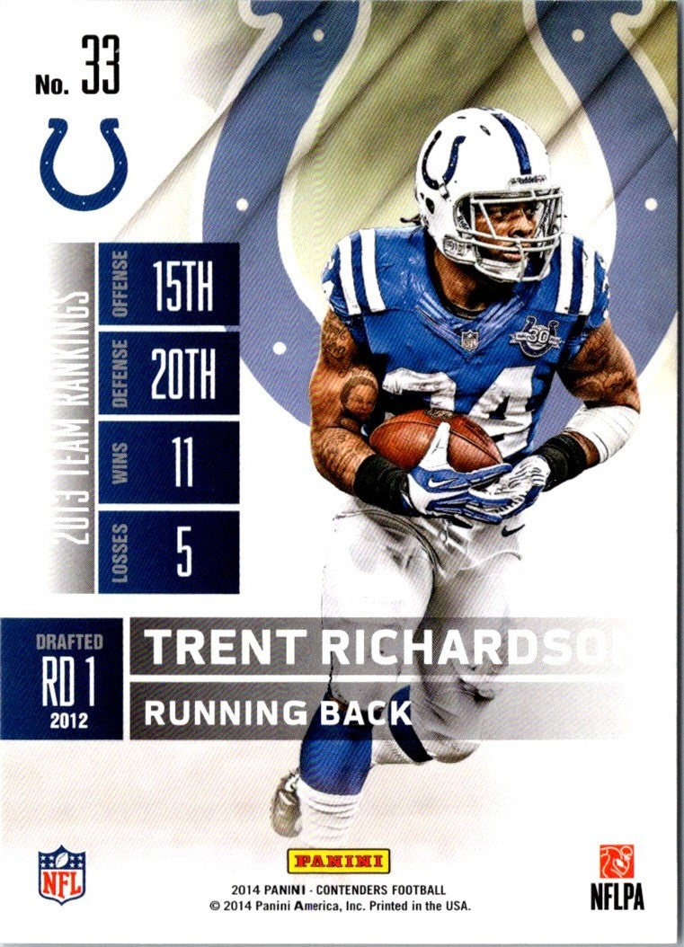 2014 Panini Contenders Trent Richardson