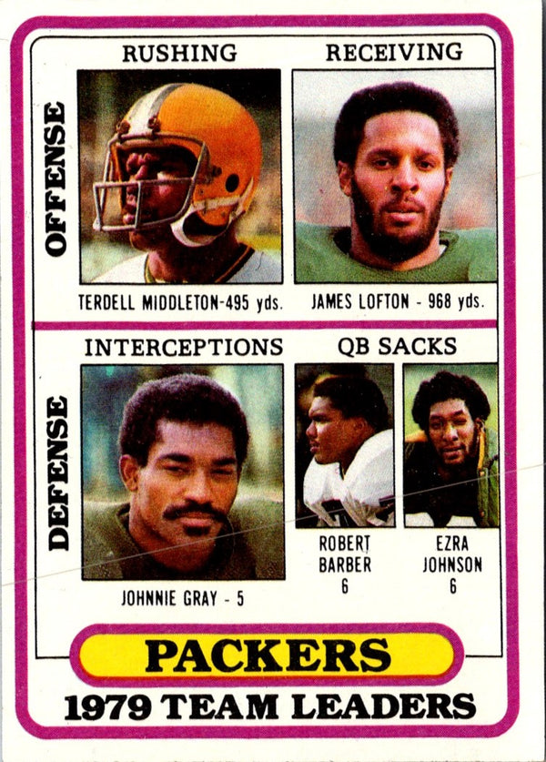 1980 Topps Robert Barber/Johnnie Gray/Ezra Johnson/James Lofton/Terdell Middleton #303 VG