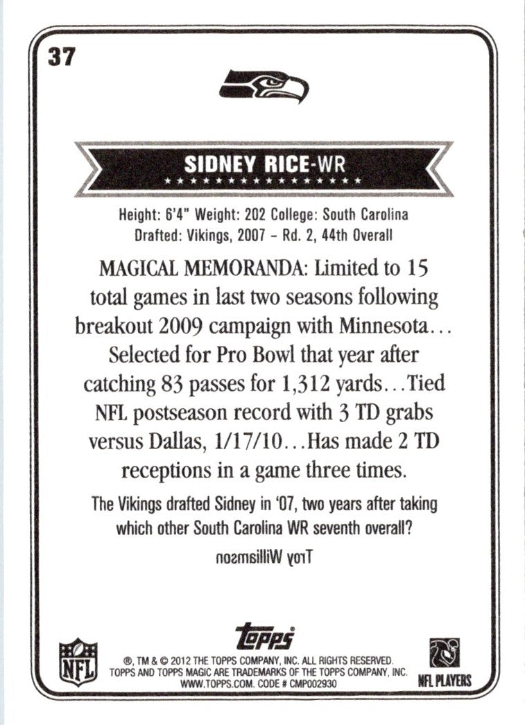 2012 Topps Magic Sidney Rice