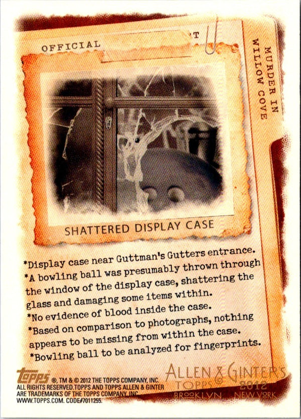2012 Topps Allen & Ginter Murder in Willow Cove Shattered display case #NNO