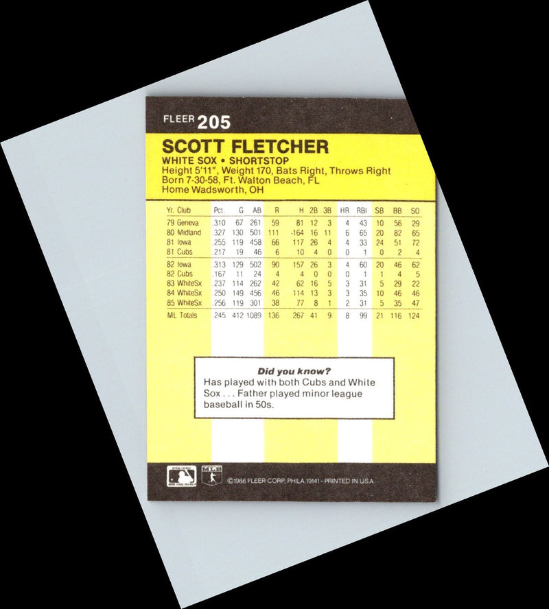 1986 Fleer Scott Fletcher