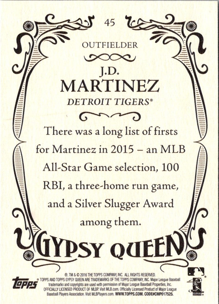 2016 Topps Gypsy Queen J.D. Martinez