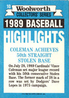 1990 Topps Woolworth Baseball Highlights Vince Coleman #10
