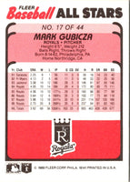 1989 Fleer Baseball All-Stars Mark Gubicza #17