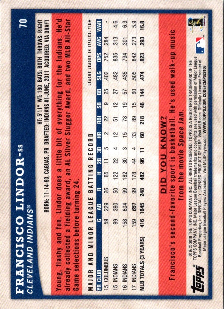 2018 Topps Big League Francisco Lindor