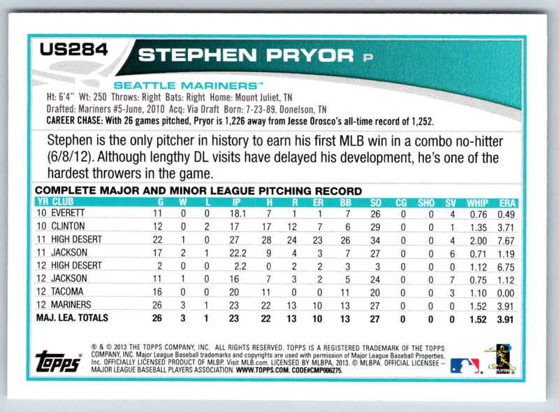 2013 Topps Update Stephen Pryor