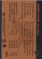 2001 Fleer Tradition Detroit Lions Team Leaders #392