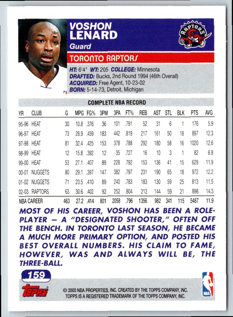 2003 Topps 1st Edition Voshon Lenard