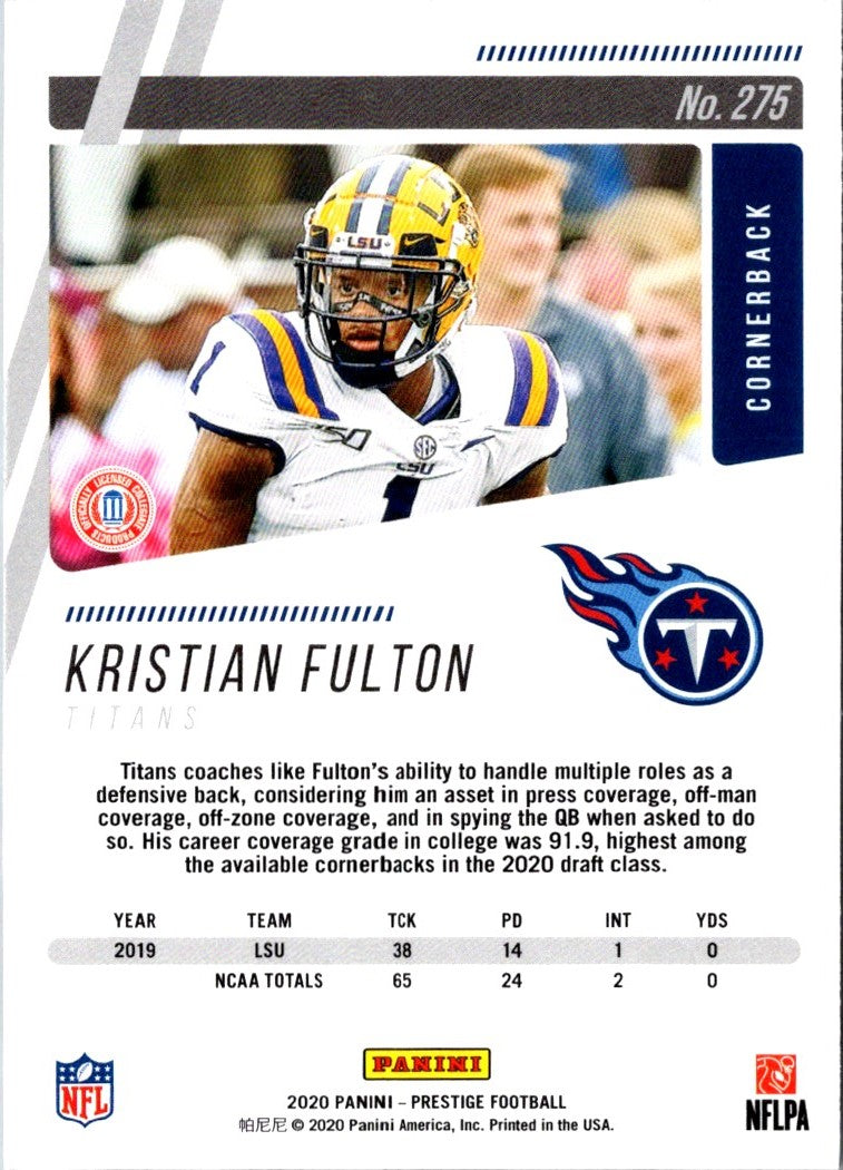 2020 Panini Absolute Kristian Fulton