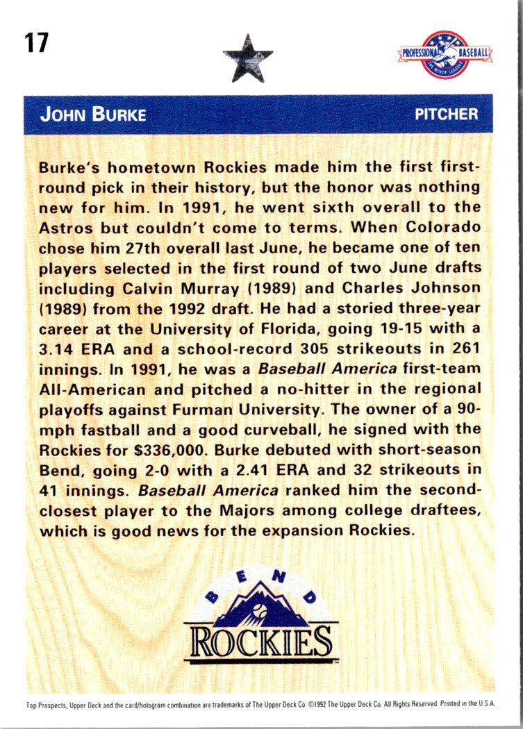 1992 Upper Deck Minors John Burke