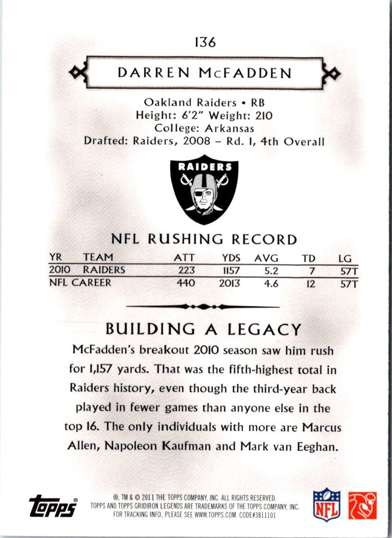 2011 Topps Gridiron Legends Darren McFadden