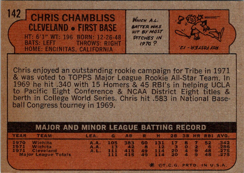 1972 Topps Chris Chambliss