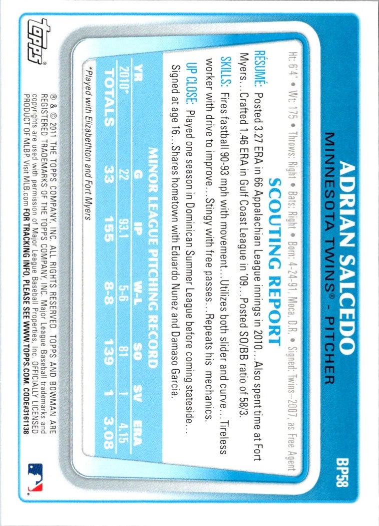 2011 Bowman Prospects Adrian Salcedo