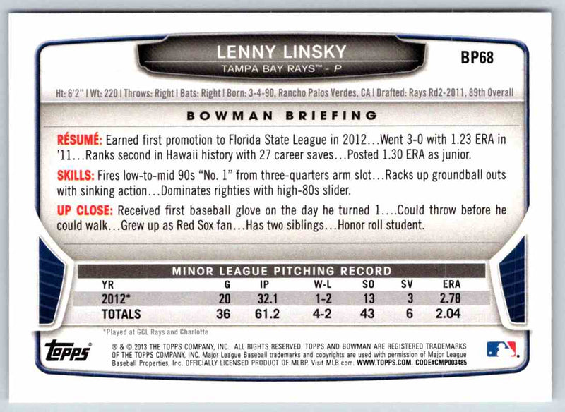 2013 Bowman Lenny Linsky