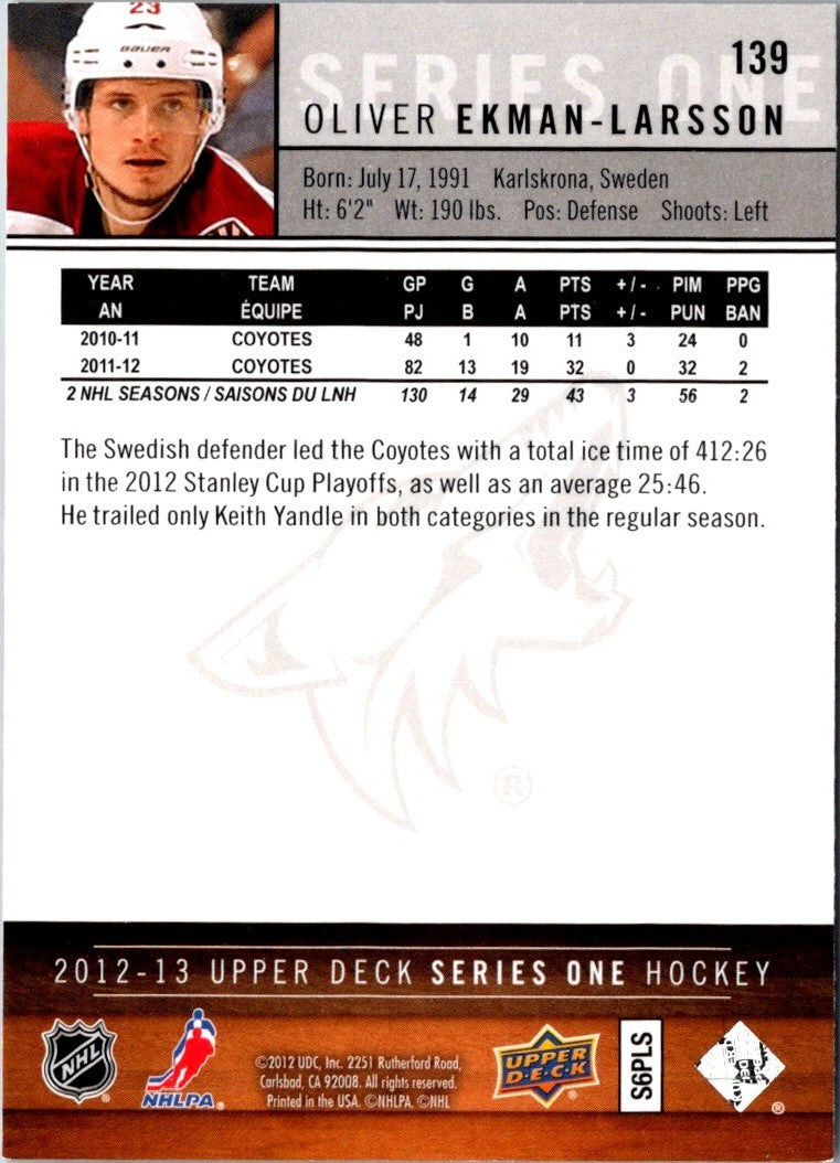 2012 Upper Deck Oliver Ekman-Larsson