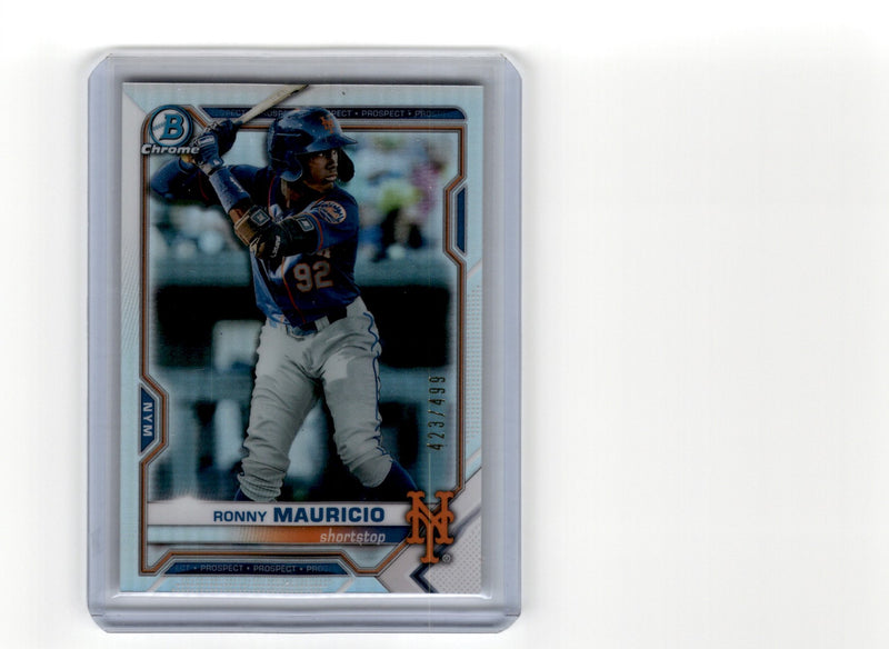 2021 Bowman Chrome Prospects Aqua Refractor Ronny Mauricio