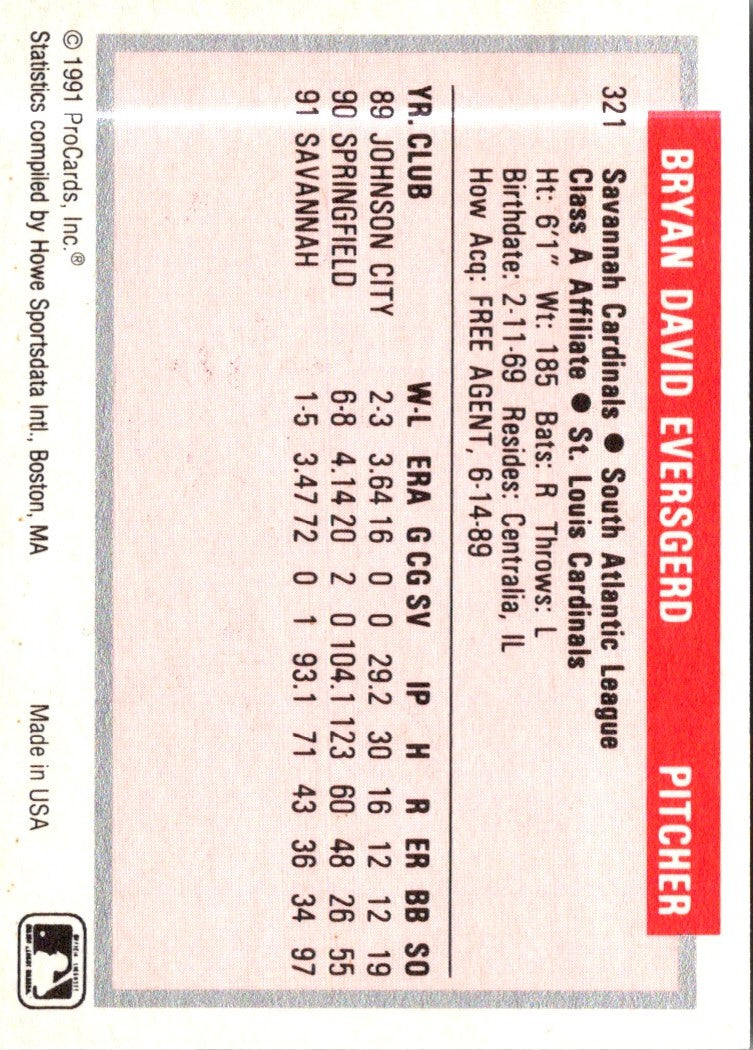 1991 ProCards Bryan Eversgerd