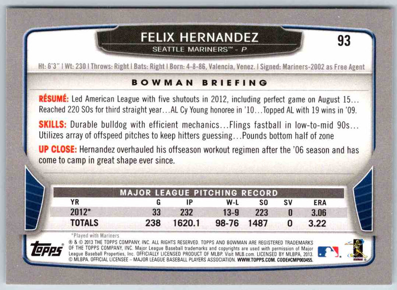 2013 Bowman Felix Hernandez