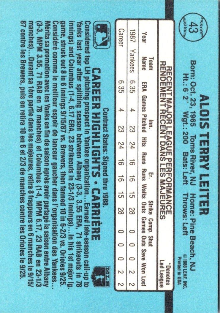 1988 Leaf Al Leiter