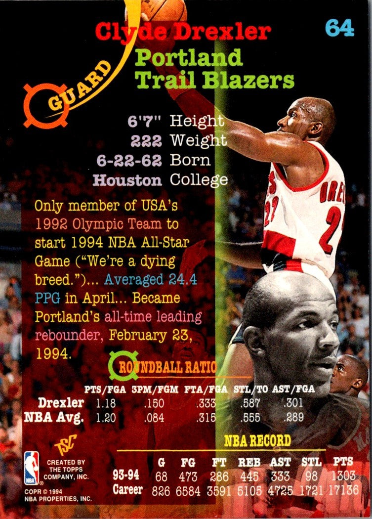 1994 Stadium Club Clyde Drexler