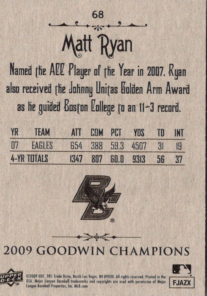 2009 Upper Deck Goodwin Champions Matt Ryan