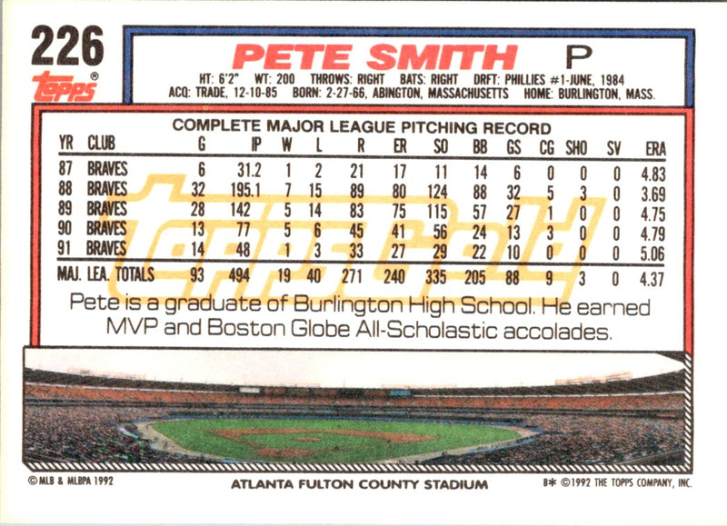 1992 Topps Pete Smith