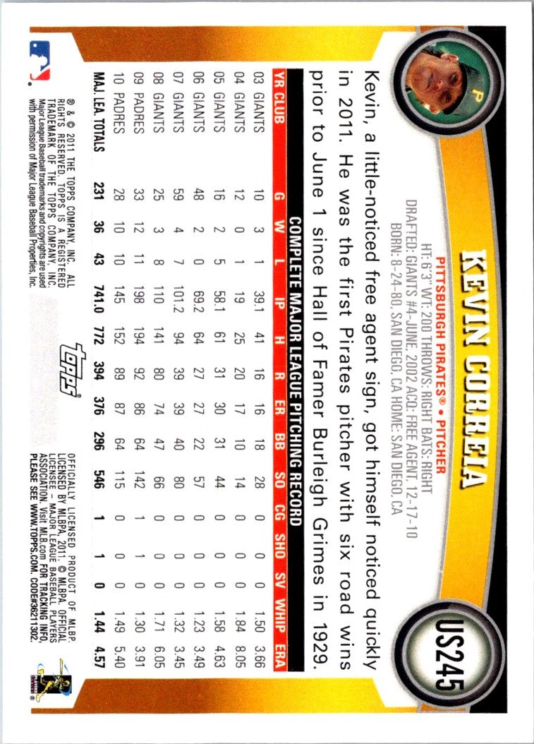 2011 Topps Update Kevin Correia