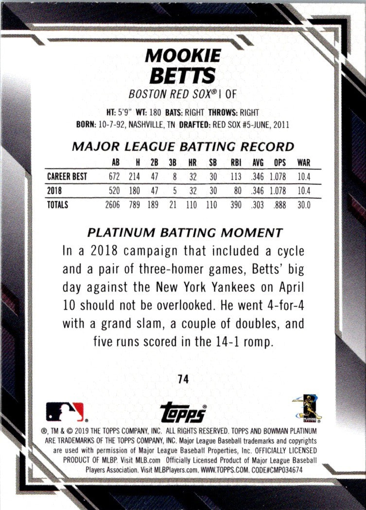 2019 Bowman Platinum Mookie Betts