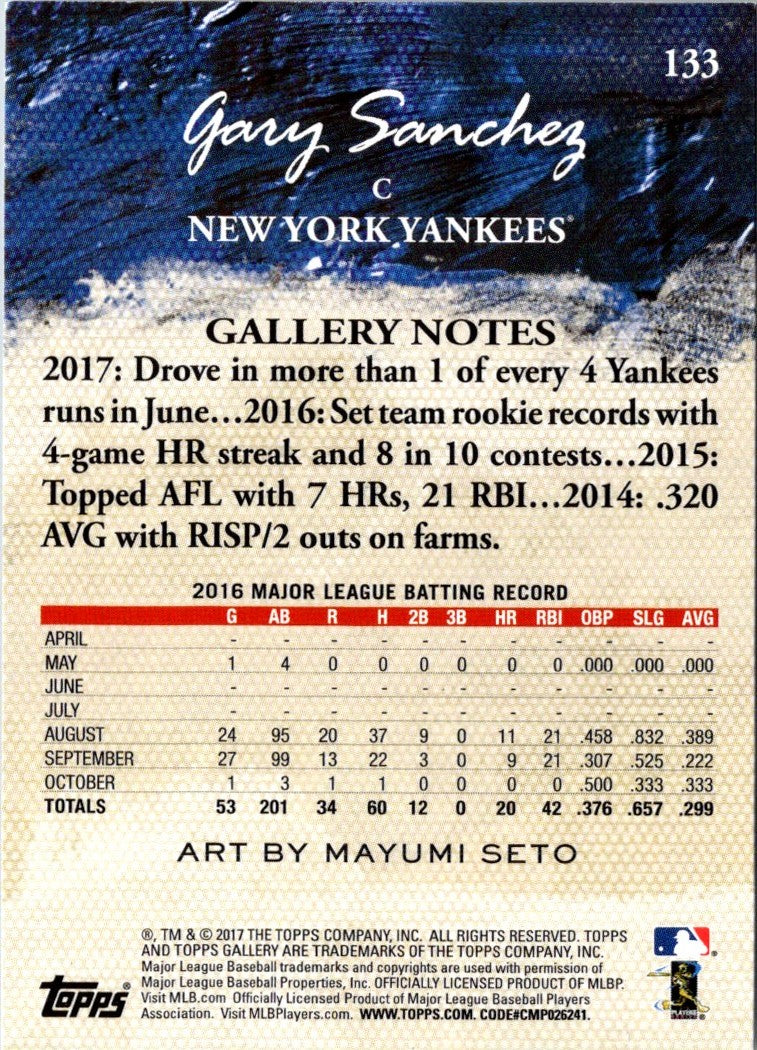 2017 Topps Gallery Gary Sanchez