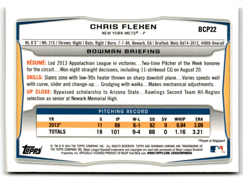 2014 Bowman Chrome Prospects Chris Flexen