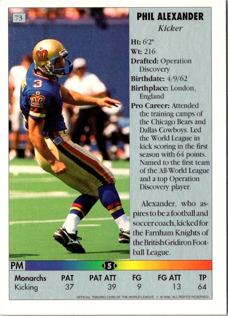 1992 Ultimate WLAF Phil Alexander